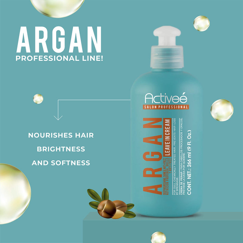 Activee Argan Leave In Cream 9oz | Intensive Hair Technology for colored and damaged hair Professional