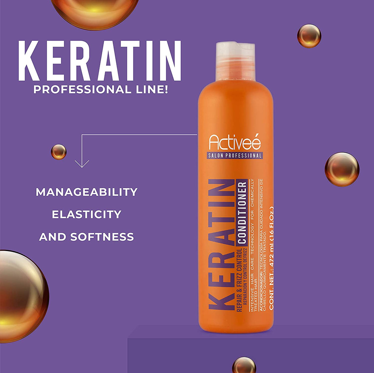 Activee Professional Keratin Hair Conditioner 16 fl. oz. - Hydrolyzed keratin enriched
