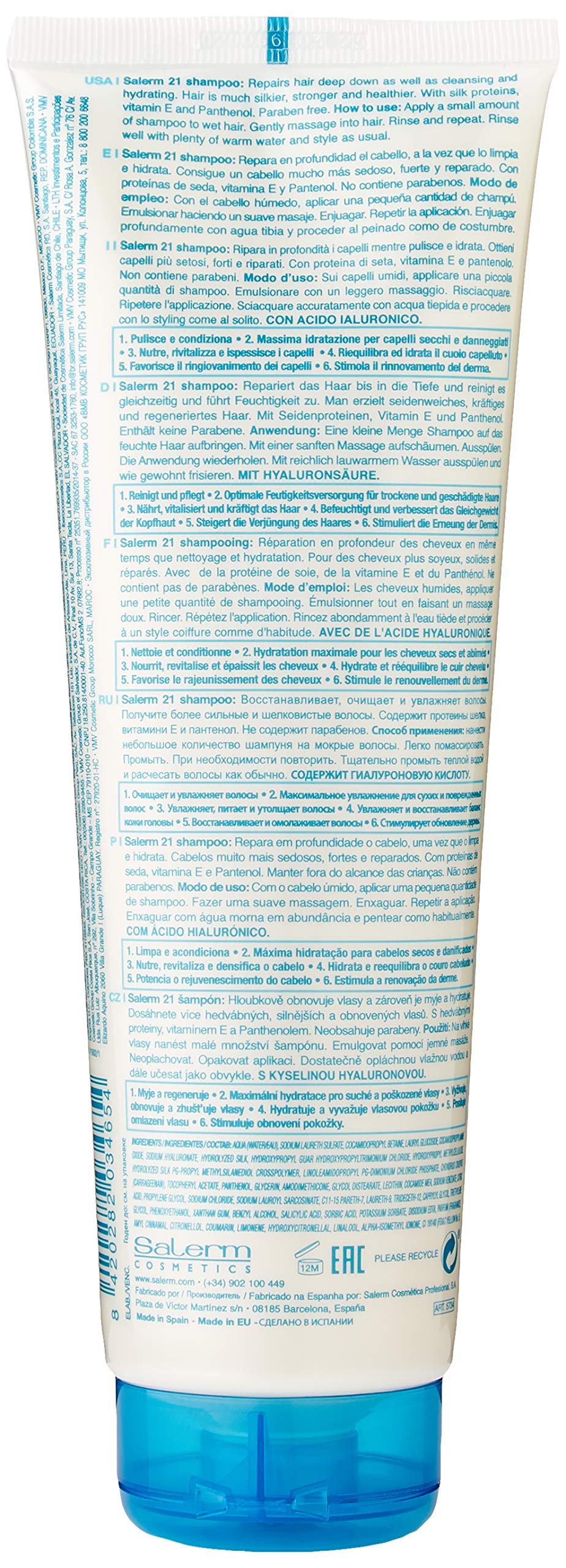 Salerm 21 Silk Protein Hair Shampoo with Hyaluronic Acid 300ml/10.8oz