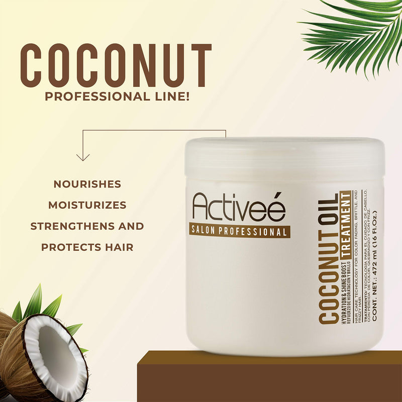 Coconut Oil Treatment 16oz | Sheen enhacing technology for color-faded hair by Activee Professional