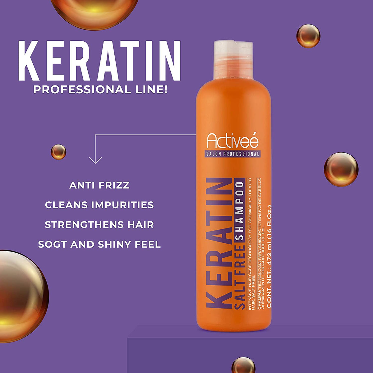 Activee Professional Keratin Hair Shampoo 16 fl. oz. - Hydrolyzed keratin enriched