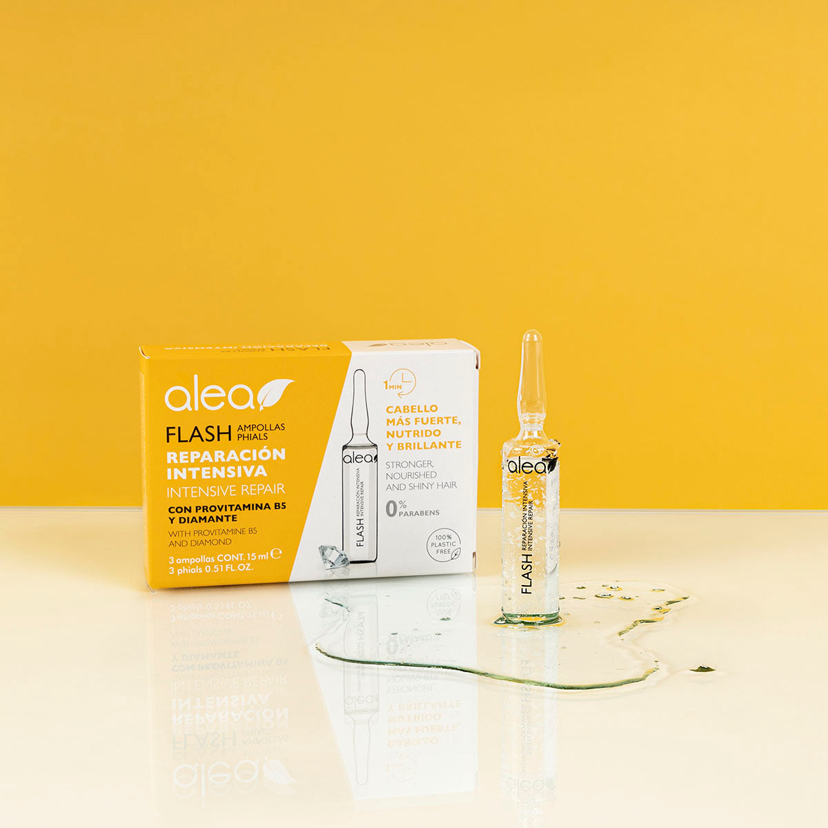 Alea Flash Hair Intensive Repair Ampoules with ProVitamine B5 and Diamond for Stronger, Nourished and Shiny Hair | Alea Ampollas de Reparacion Intensiva