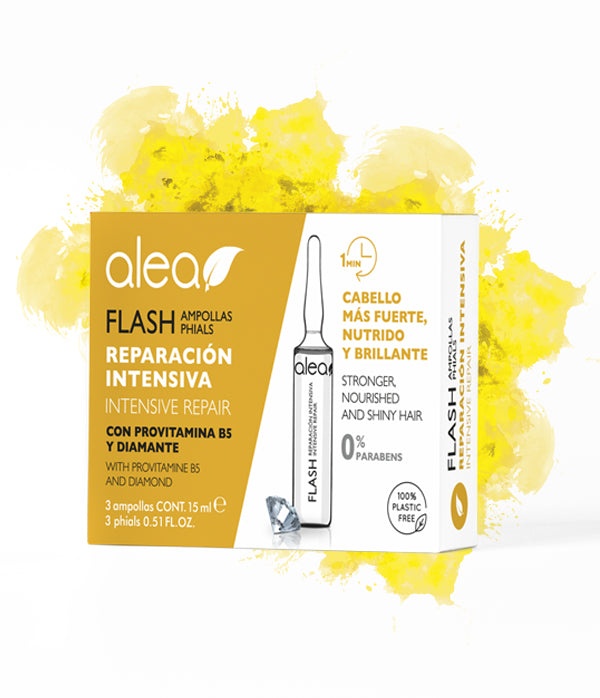 Alea Flash Hair Intensive Repair Ampoules with ProVitamine B5 and Diamond for Stronger, Nourished and Shiny Hair | Alea Ampollas de Reparacion Intensiva
