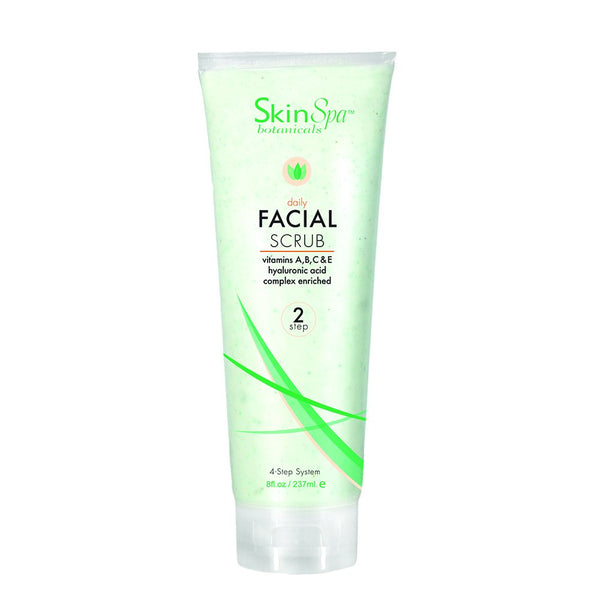 SKIN SPA - Aloe Facial Scrub - Made with Pumice and infused with Aloe Vera, Hyaluronic Acid, Amino Acids, Comfrey Extract, Retinol (Vitamin A), Vitamin C, and Vitamin E - 8oz