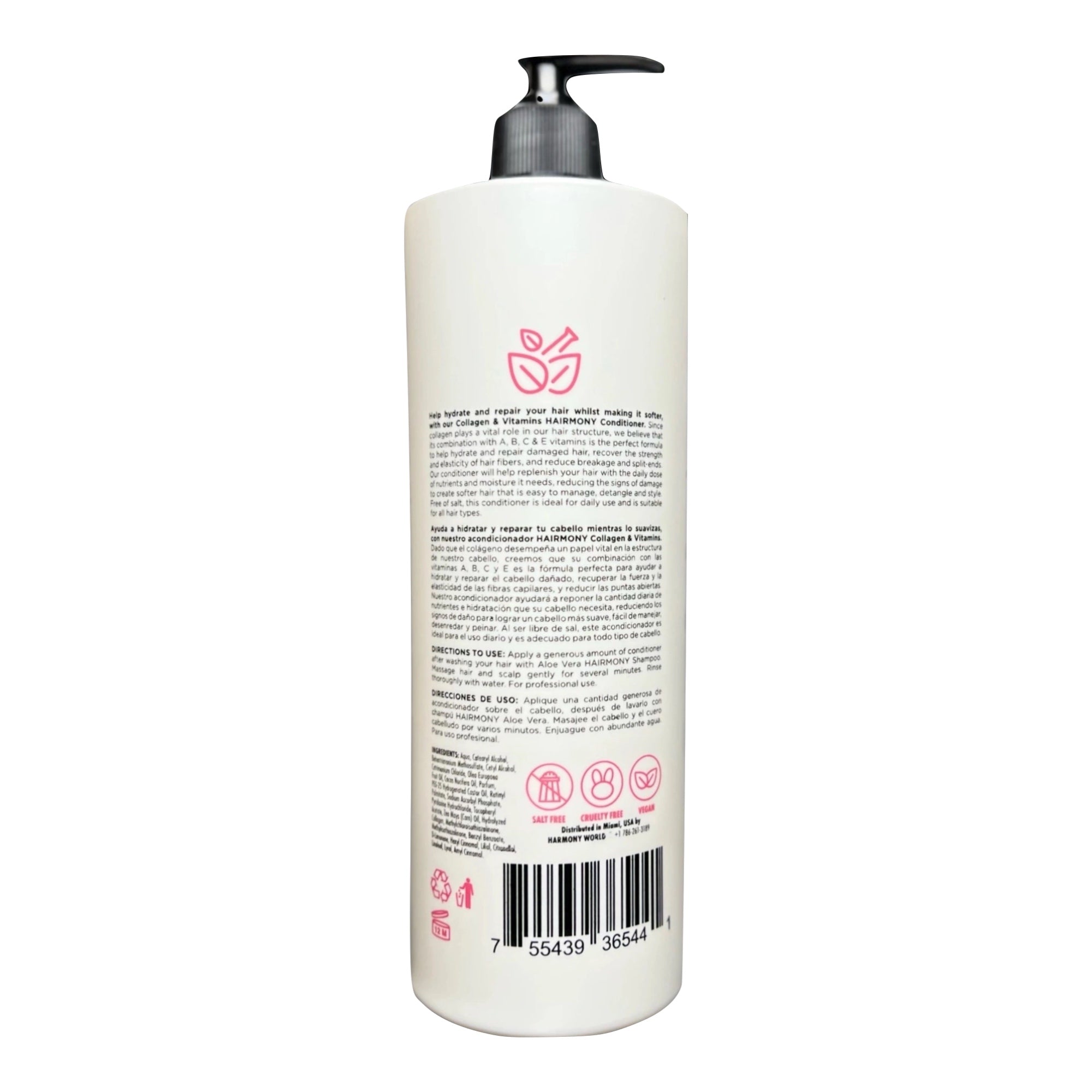 Hairmony Collagen Vitamins Professional Hydrate and Repair Hair Conditioner - Acondicionador Hidratante para el cabello