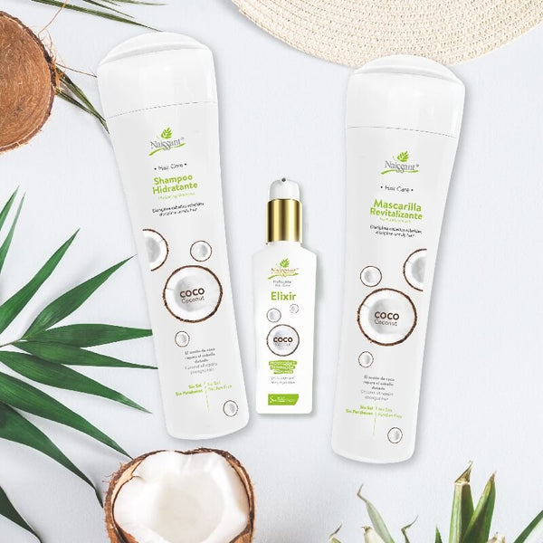 Naissant Professional Coconut Oil Line of Hydrating Hair Shampoo, Mask and Oil - Linea de Coco
