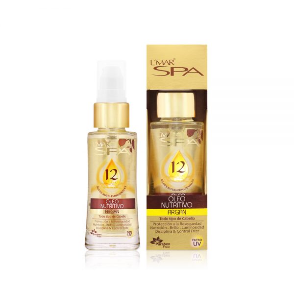 L'MAR Professional SPA Oleo Nutritive Argan Oil Hair Treatment with 12 Natural Oils for Softer and Healthier Hair 1.3oz | LMAR Tratamiento de Aceites Naturales y de Argan para el cabello