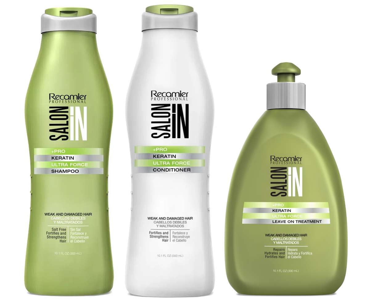 Recamier Professional Salon In +Pro Keratin Ultra Force Hair Shampoo, Conditioner and Treatment Bundle 3 Piece kit 40397 Small
