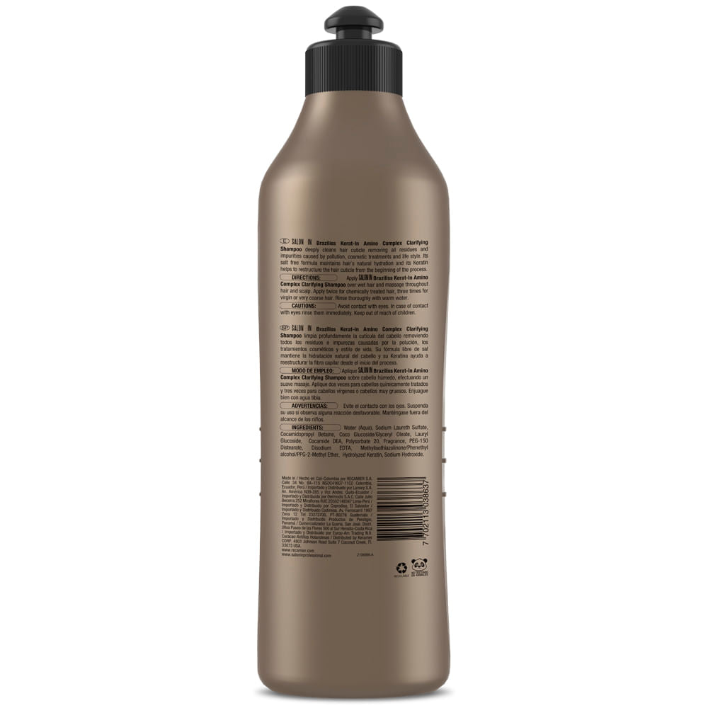 Recamier Professional Salon In Braziliss Kerat-in Amino Complex STEP 1 Hair Clarifying Shampoo 35.27oz