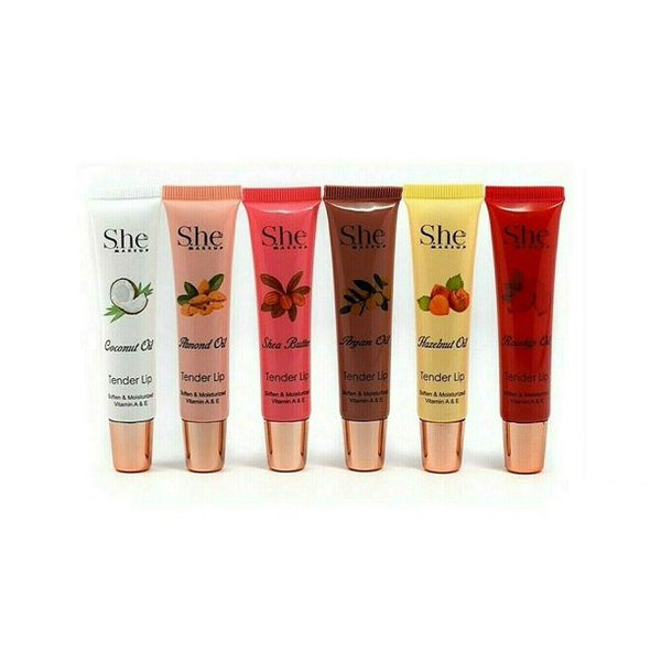 S.he Makeup She Tender Lip Oil Therapy Set Of 6 Natural Assorted Fruits with Vitamin A & E