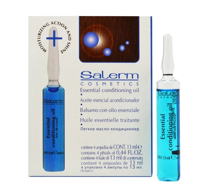 Salerm Cosmetics Essential Conditioning Oil Moisturizing and Shine Hair - box of 4 vials (0.44oz ea)