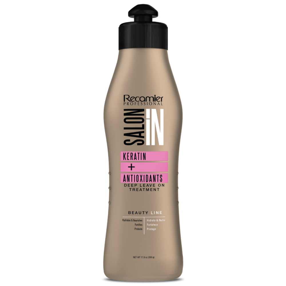 Recamier Salon In · Tratamiento sin enjuague con queratina y antioxidantes · 17.6 oz · 500 ml