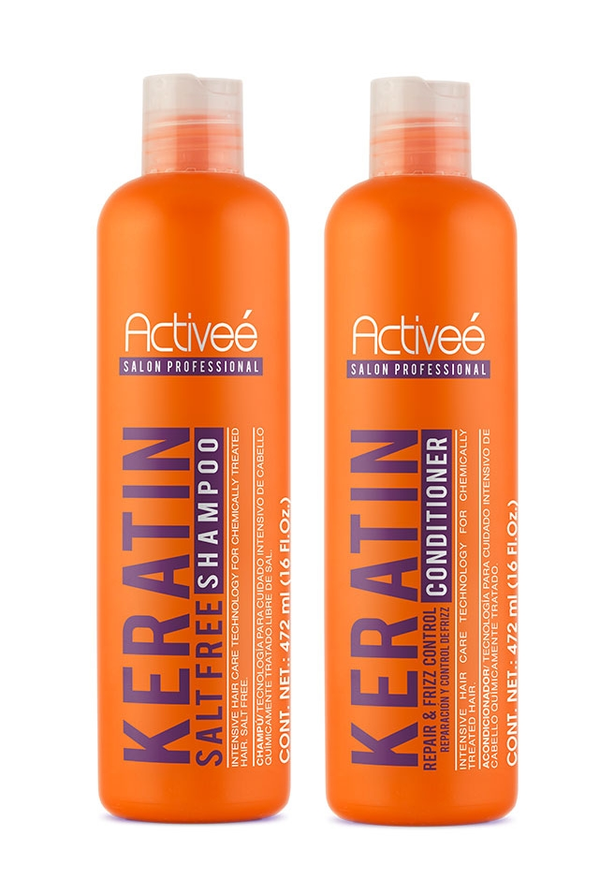 Activee Professional Keratin Hair Shampoo and Conditioner kit 2 x 16 fl. oz. - Hydrolyzed keratin enriched