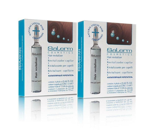 Salerm Cosmetics Hair Scalp Revitalizer Natural Liquid Hair Ceramides - box of 4 vials (0.44oz ea) - 2 Pack