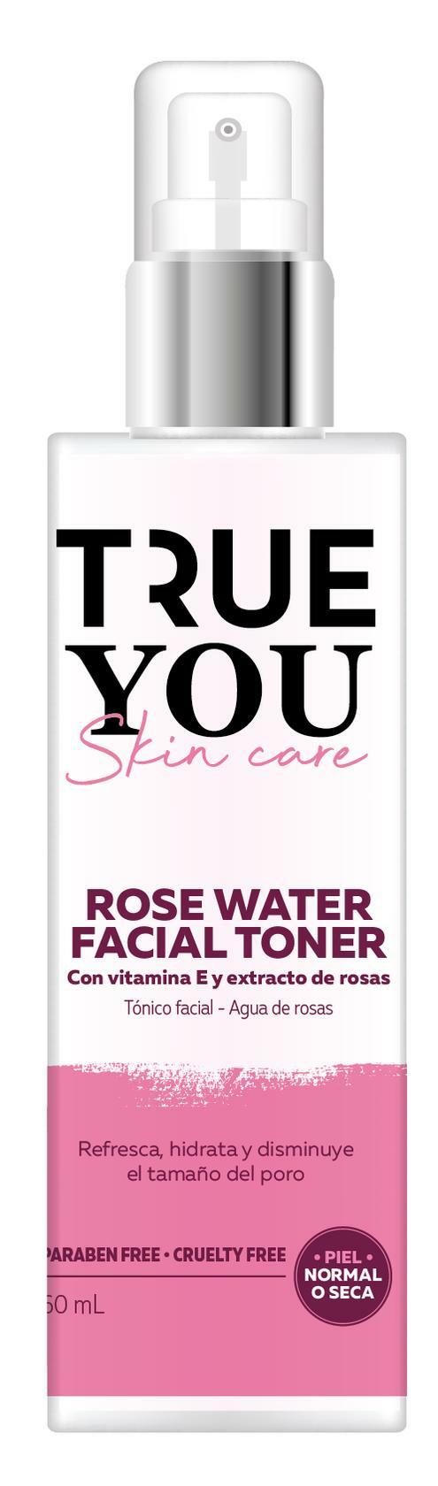 TRUE YOU Rose Water Facial Tonic with Natural Extracts and Vitamin E Rose 2.03 fl. Oz.