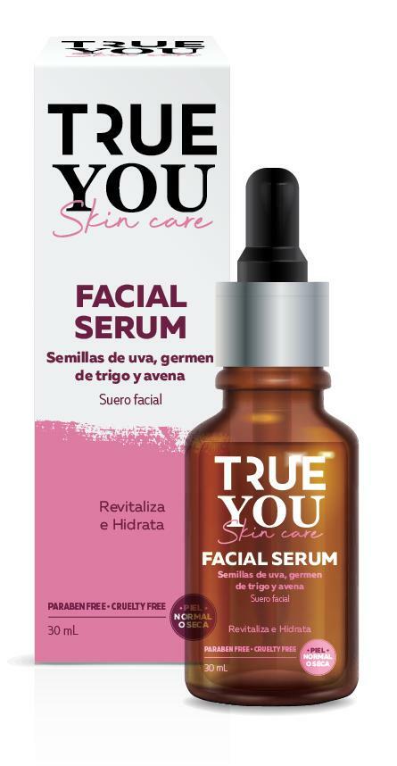 TRUE YOU Oleo Facial Serum UV Filter with grape seeds, Vitamin E, Aloe, Elastine and collagen 1.01 fl.oz.