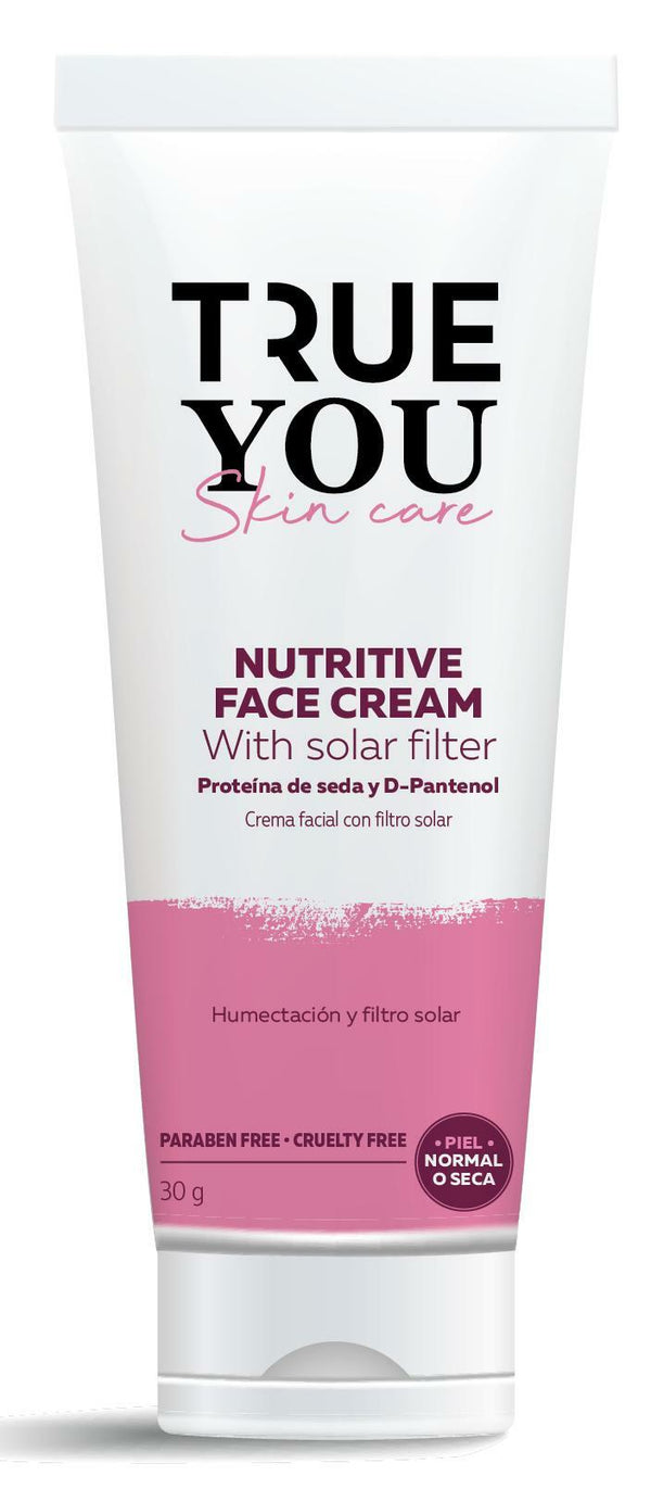 TRUE YOU Nutritive Face Cream UV Solar Filter with D-pantenol silk protein and Vitamin E Rose 1.05 oz.