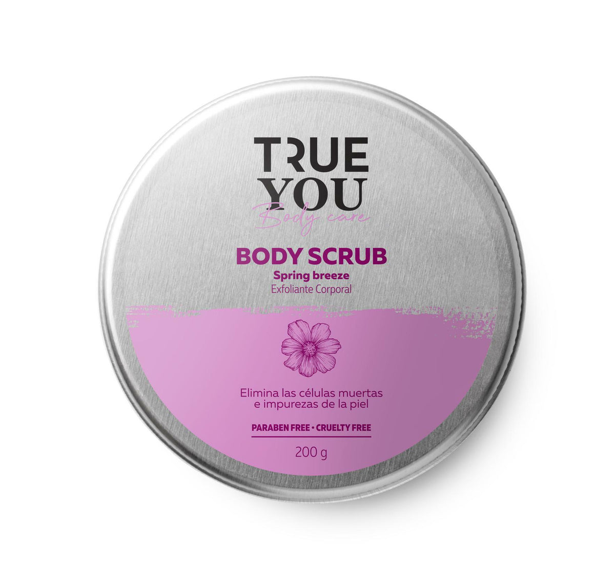 TRUE YOU Sugar Scrub Spring Breeze Exfoliant body scrub with Collagen and Vitamins A and E 6.76 oz