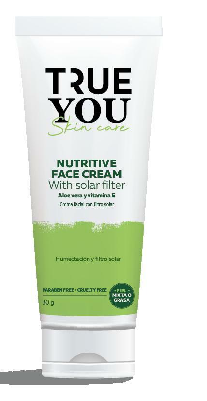 TRUE YOU Nutritive Face Cream UV Solar Filter with D-pantenol silk protein and Vitamin E Green 1.05 oz.