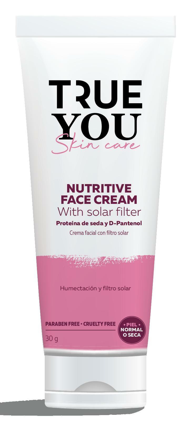 TRUE YOU Nutritive Face Cream UV Solar Filter with D-pantenol silk protein and Vitamin E Rose 1.05 oz.