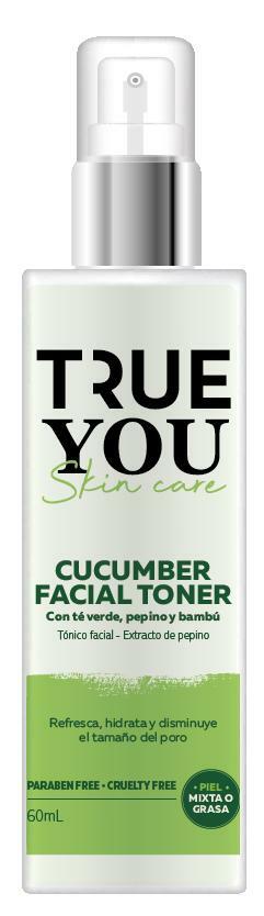 TRUE YOU Cucumber Facial Tonic with Cucumber, green tea and bambu extracts 2.03 fl. Oz.