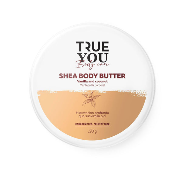 TRUE YOU Shea Body Butter Vanilla and Coconut with Natural Extracts and Vitamin E Hydrating Gentle Purifying Cleanser, For Daily Use, Day and Night Moisturizer 6.7 oz
