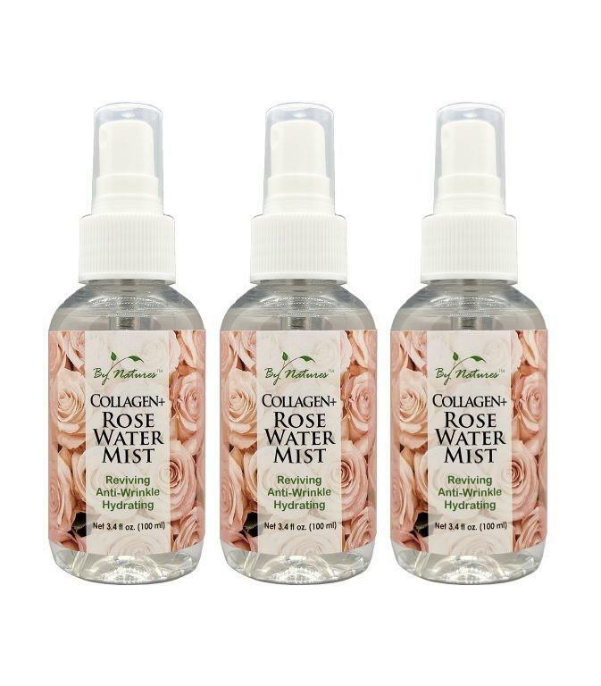 By Natures · Bruma de colágeno y agua de rosas, tamaño de viaje · paquete de 3