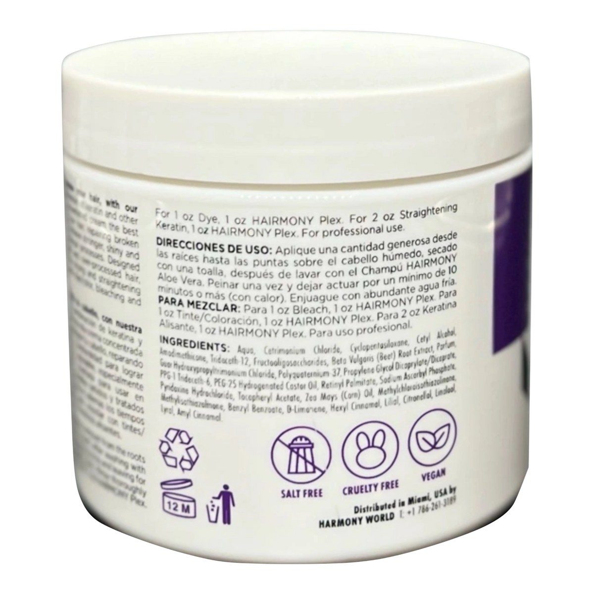 Hairmony Plex Professional Hair Fortifying and Repair Mask 16 Fl oz - Mascara reparadora para el cabello