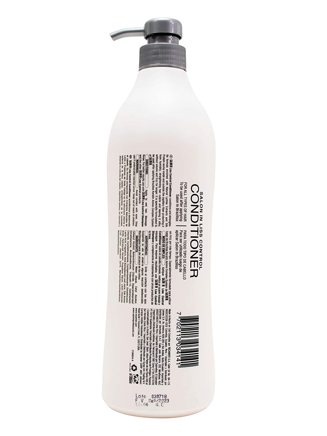 Recamier Professional Salon In +Pro Liss Control Hair Conditioner 33.8oz - Acondicionador para el cabello seco y maltratado