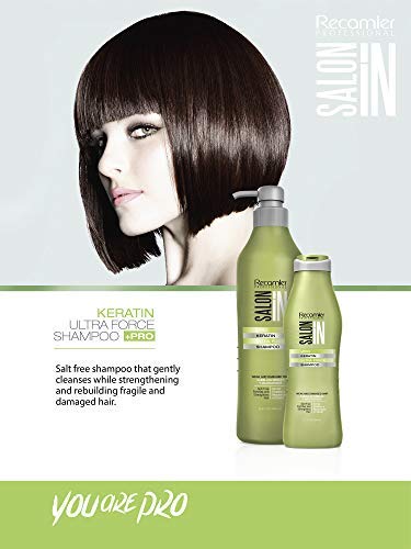 Recamier Professional Salon In +Pro Keratin Ultra Force Hair Shampoo 33.8oz - Champu con Keratina para el Cabello Debil y Maltratado