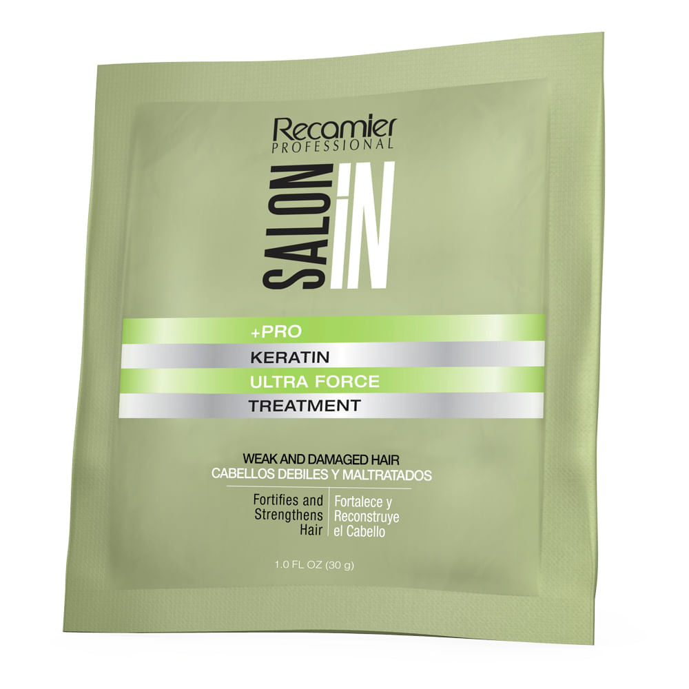 Recamier Professional Salon In +Pro Keratin Ultra Force Hair Treatment 1oz - Tratamiento de Keratina para el Cabello Debil y Maltratado